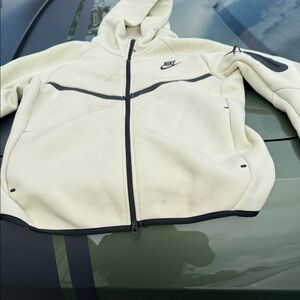 Nike Off-White Fleece Jacket with Black Trim